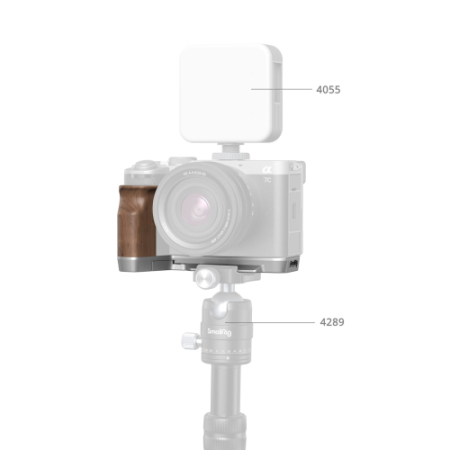 SmallRig 4796B - montażowa płytka L-kształtna z drewnianym uchwytem do Sony A7C II / A7CR - przykład użycia